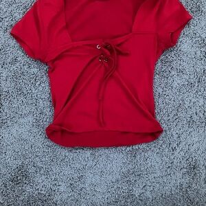 Women's Red Lace-Up Top